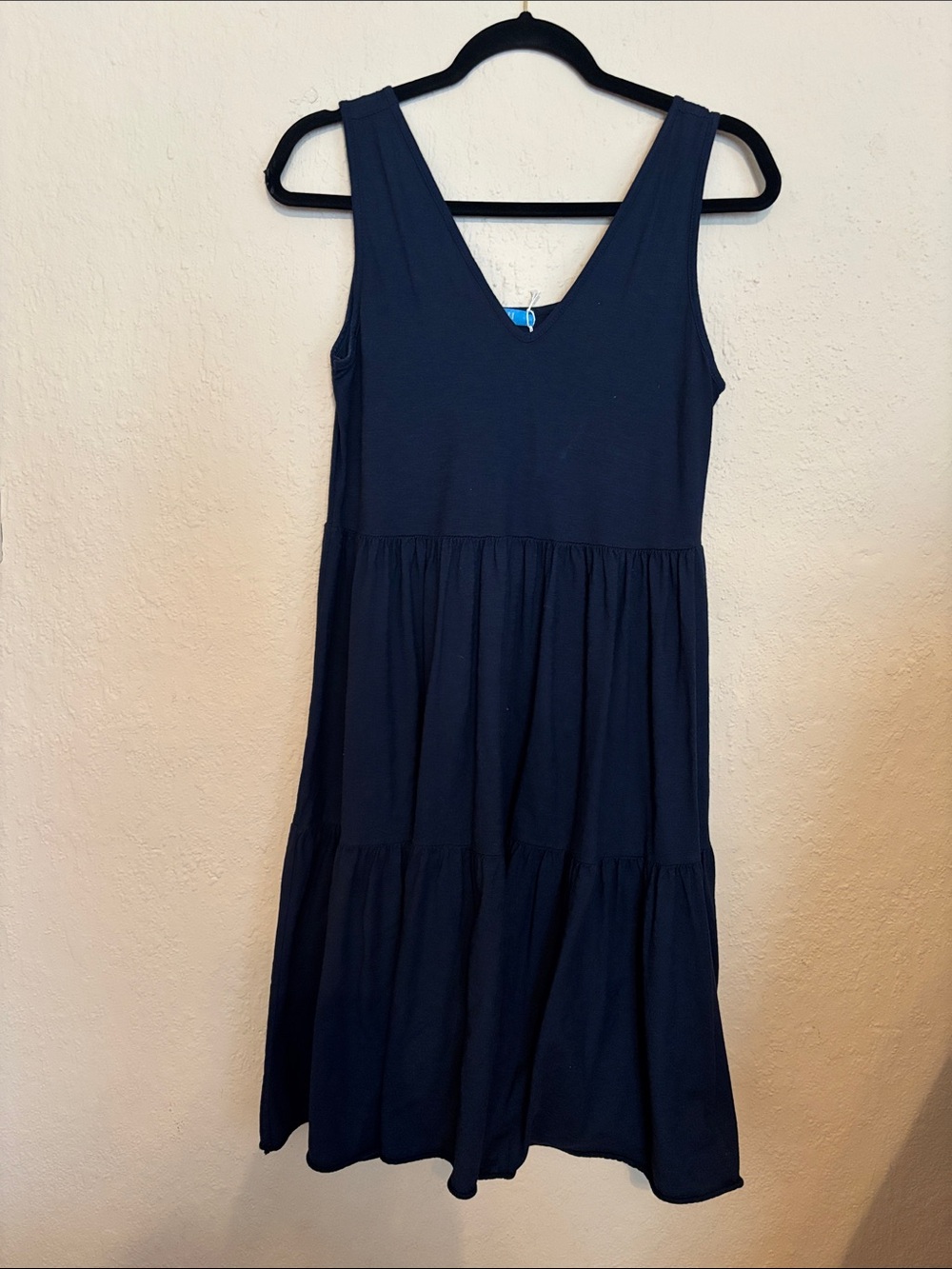 Sleeveless V-Neck Tiered Sundress — Navy